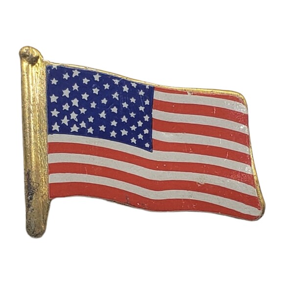Vintage Waving American Flag Red White and Blue Brooch Pin C Clasp - Picture 1 of 8